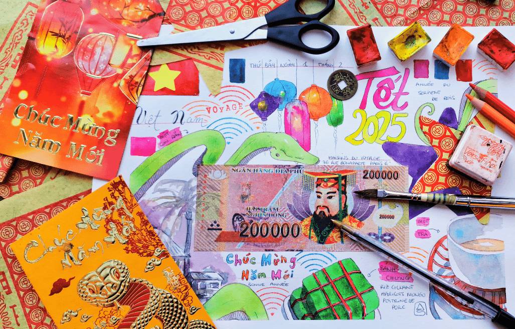 Atelier Carnet de voyage autour du Tết, le nouvel an vietnamien